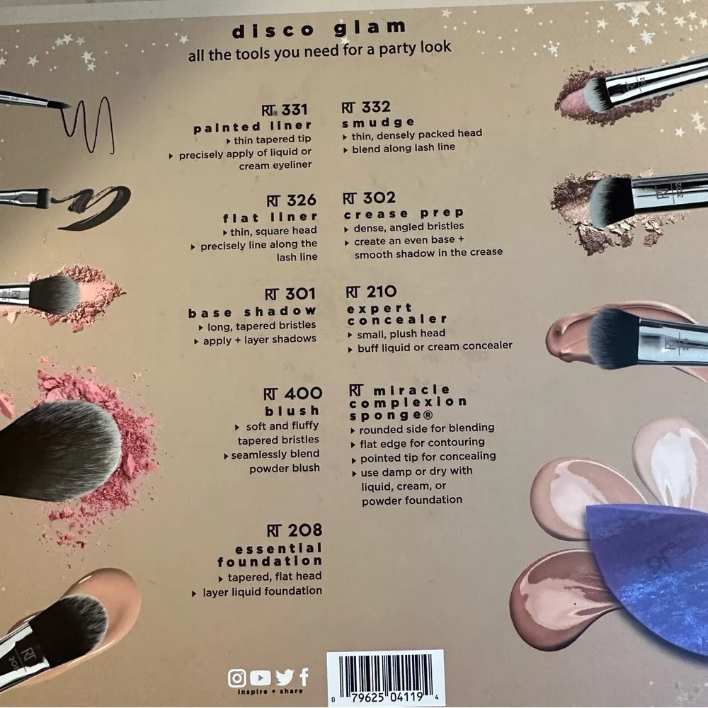 Limited edition Disco glam Real techniques Makeup brushes gift set
